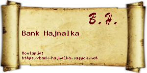 Bank Hajnalka névjegykártya